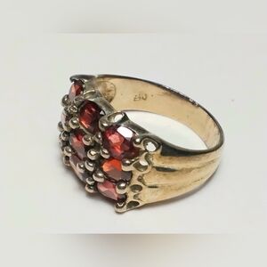 Vintage Art Deco NF 925 Silver Garnet Ring Sz 9